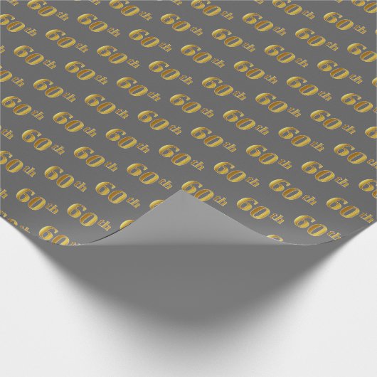 Papier Cadeau Grey, Faux Gold 60e (Soixantième) Événement (Coin)