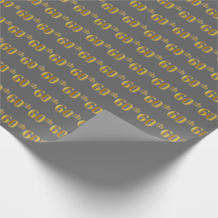 Papier Cadeau Grey, Faux Gold 60e (Soixantième) Événement