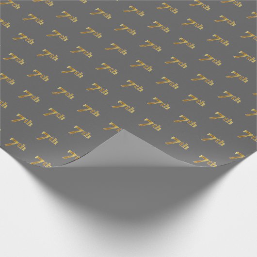 Papier Cadeau Grey, Faux Gold 7th (Septième) Event Wrapper Paper (Coin)