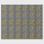 Papier Cadeau Grey, Faux Gold "HAPPY 20th BIRTHDAY" (Plat)