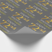 Papier Cadeau Grey, Faux Gold "HAPPY 72nd BIRTHDAY" (Coin)