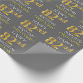 Papier Cadeau Grey, Faux Gold "HAPPY 82nd BIRTHDAY" (Coin)