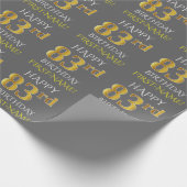 Papier Cadeau Grey, Faux Gold "HAPPY 83rd BIRTHDAY" (Coin)