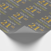 Papier Cadeau Grey, Faux Gold "HEUREUX 21e ANNIVERSAIRE" (Coin)