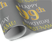 Papier Cadeau Grey, Faux Gold "HEUREUX 99e ANNIVERSAIRE" (Coin rond)