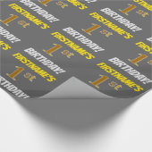 Papier Cadeau Grey, Faux/Imitation Gold, "1er anniversaire" (Coin)