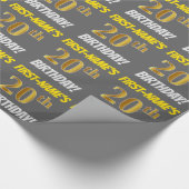 Papier Cadeau Grey, Faux/Imitation Gold, "20e ANNIVERSAIRE" (Coin)