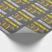 Papier Cadeau Grey, Faux/Imitation Gold, "30e ANNIVERSAIRE" (Coin)