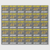 Papier Cadeau Grey, Faux/Imitation Gold, "40e ANNIVERSAIRE" (Plat)