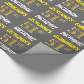 Papier Cadeau Grey, Faux/Imitation Gold, "51e ANNIVERSAIRE" (Coin)