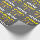 Papier Cadeau Grey, Faux/Imitation Gold, "71e ANNIVERSAIRE" (Coin)