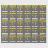 Papier Cadeau Grey, Faux/Imitation Gold, "71e ANNIVERSAIRE" (Plat)