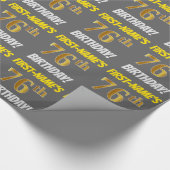 Papier Cadeau Grey, Faux/Imitation Gold, "76e ANNIVERSAIRE" (Coin)