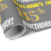 Papier Cadeau Grey, Faux/Imitation Gold, "85e anniversaire" (Coin rond)