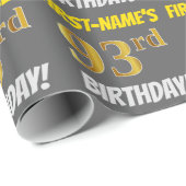 Papier Cadeau Grey, Faux/Imitation Gold, "93e anniversaire" (Coin rond)