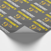 Papier Cadeau Grey, Faux/Imitation Gold, "9e anniversaire" (Coin)