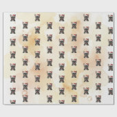 Papier Cadeau Grey Frenchie Bulldog in Santa Hat (Plat)
