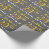 Papier Cadeau Grey, Imitation Gold Look "20e anniversaire" (Coin)