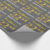 Papier Cadeau Grey, Imitation Gold Look "22e anniversaire" (Coin)