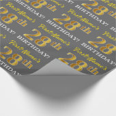 Papier Cadeau Grey, Imitation Gold Look "28e anniversaire" (Coin)