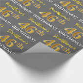 Papier Cadeau Grey, Imitation Gold Look "46e anniversaire" (Coin)