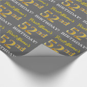 Papier Cadeau Grey, Imitation Gold Look "52e anniversaire" (Coin)