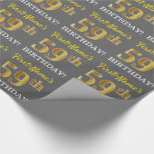 Papier Cadeau Grey, Imitation Gold Look "59e anniversaire" (Coin)