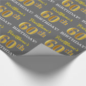 Papier Cadeau Grey, Imitation Gold Look "60e anniversaire" (Coin)