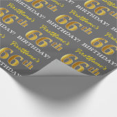 Papier Cadeau Grey, Imitation Gold Look "66e anniversaire" (Coin)