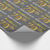 Papier Cadeau Grey, Imitation Gold Look "70e anniversaire" (Coin)
