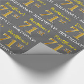 Papier Cadeau Grey, Imitation Gold Look "71ème anniversaire" (Coin)