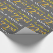 Papier Cadeau Grey, Imitation Gold Look "72e anniversaire" (Coin)