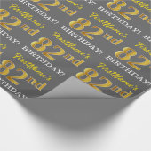 Papier Cadeau Grey, Imitation Gold Look "82e anniversaire" (Coin)