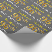 Papier Cadeau Grey, Imitation Gold Look "96e anniversaire" (Coin)