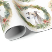 Papier Cadeau Greyhound Christmas Wreath Festive Pup (Coin rond)