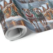 Papier Cadeau Greyhound Dogs Christmas Snow Holiday (Coin rond)