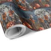Papier Cadeau Greyhound Halloween Épouvante (Coin rond)