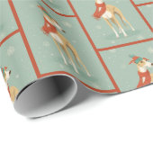 Papier Cadeau Greyhound Winter Pattern (Coin rond)