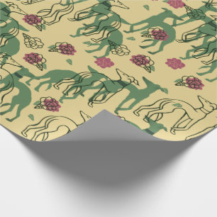 Papier Cadeau Greyhounds et Rose Greyhound Rose Printemps Motif