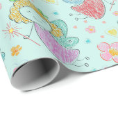 Papier Cadeau Gribouillages de fées pour enfants (Coin rond)