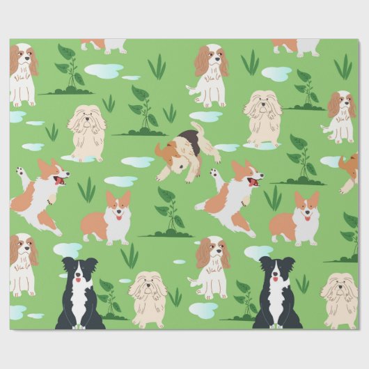 Papier Cadeau Gribouillis de chien (Plat)