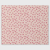 Papier Cadeau Gribouillis de cœurs rouges mignons éparpillés (Plat)