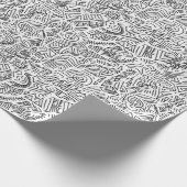 Papier cadeau gribouillis noir blanc (Coin)