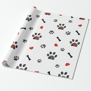 Papier Cadeau Gribouillis pattes et os