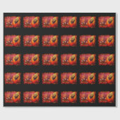 Papier Cadeau Griffe de dragon rouge (Plat)