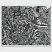 Papier Cadeau Griffonnage fou tribal abstrait tiré par la main (Plat)