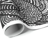 Papier Cadeau Griffonnage fou tribal abstrait tiré par la main (Coin rond)