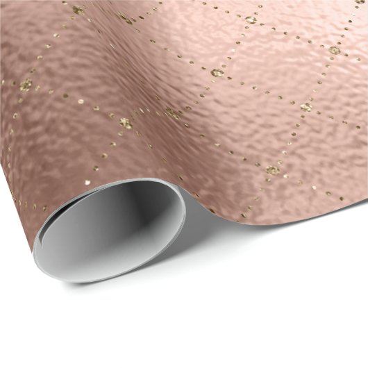 Papier Cadeau Grill Diamond Rose Gold Rose Princesse Parties sci (Coin rond)