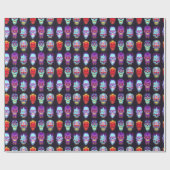 Papier Cadeau Grille crâne brûlante - Neon Zombie Glow (Plat)