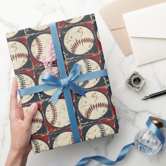 Papier Cadeau Grille de baseball vintage (Cadeaux)